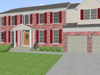 3-D drawing showing the new porch and new door.